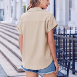 Nadorine Short Sleeve Summer Tops Casual Button Down Shirts