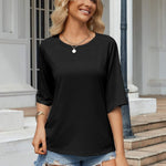 Nadorine Oversized Loose Fit Short Sleeve Striped Tops