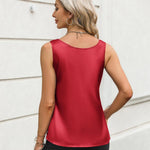 Nadorine Silk Satin Tank Tops for Women Scoop Neck Sleeveless Tops