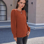 Nadorine Women's Knit Pullover Sweater Soft Puff Long Sleeve Shirt