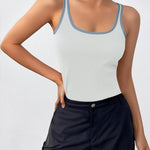 Nadorine 2 Packs Womens Ribbed Tank Tops Square Neck Tops