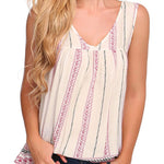 Floral V Neck Pleated Flowy Tank Top - Nadorine (Us Only)