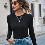 Nadorine Women Long Sleeve T Shirts Crewneck Basic Knit Tops
