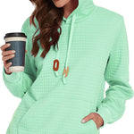 Women Quilted Sweatshirt, Casual Hoodies Pullover with Long Sleeve Hooded Sweatshirt (Us Only)