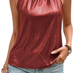 Nadorine Glitter Tops Women's Halterneck Party Sequin Top (DE Only)
