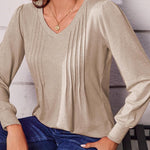 Nadorine Blouse Women's Elegant Tunic Long Sleeve V-Neck Blouses (DE Only)