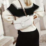Nadorine Women's Casual Ribbed Two-piece Set, Color Block Knit Sweater & Solid Midi Sweater Skirts Outfits