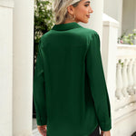 Nadorine Satin Blouses Casual Long Sleeve Button Down Silk Shirts
