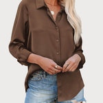 Nadorine Blouses for Women Silk Button Down Shirts