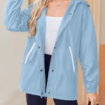 Nadorine Rain Jacket Women Lightweight Waterproof Hooded Zip Raincoat