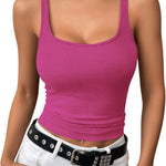 Nadorine 2 Packs Womens Ribbed Tank Tops Square Neck Tops