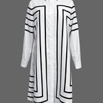 Half Sleeves Loose Buttoned Striped Lapel Midi Dresses Shirt Dress