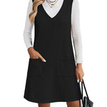 Trendy V-neck Sweater Knit Vest Dress (US Only)