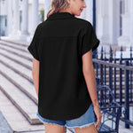 Nadorine Short Sleeve Summer Tops Casual Button Down Shirts