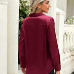 Nadorine Satin Blouses Casual Long Sleeve Button Down Silk Shirts