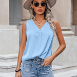 Nadorine Women's Satin Tank Top Sleeveless Blouse
