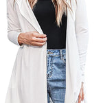 Hooded Long Cardigans Maxi Cardigan with Hood Open Front Lightweight Duster Coat with Pocket - Nadorine (Us Only)