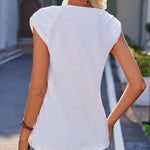 Nadorine Square Neck Casual Cap Sleeve Shirt