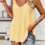 Nadorine Flowy Strap Eyelet Embroidery Sleeveless Casual Tank Top