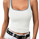 Nadorine 2 Packs Womens Ribbed Tank Tops Square Neck Tops
