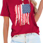 Nadorine Flag Shirts Short Sleeve Patriotic Shirt 4th of July Tee