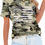 Nadorine Flag Shirts Short Sleeve Patriotic Shirt 4th of July Tee