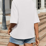 Nadorine Oversized Loose Fit Short Sleeve Striped Tops