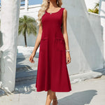 Nadorine Floral Beach Sundress Casual A-Line Midi Tank Dresses