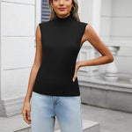 Nadorine Women's Mock Turtle Neck Sweater Vest Shirts
