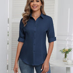 Zeagoo Womens Button Down Shirts 3/4 Sleeve Tops