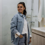 Nadorine Jean Jackets Ripped Stretchy Denim Jean Jacket
