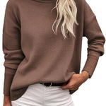 Nadorine Pullover Women's Turtleneck Elegant Long Sleeve Jumper