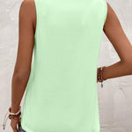 Nadorine Summer Tank Top for Women Pleated High Neck Tops