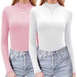 Zeagoo Womens Long Sleeve Shirts Mock Neck Basic Slim Fitted Tops