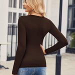 Nadorine 2 Pack Women's Long Sleeve V Neck Slim Fit T Shirts