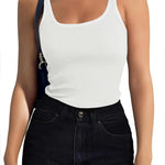 Nadorine 2 Packs Womens Ribbed Tank Tops Square Neck Tops