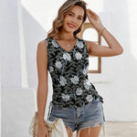 Nadorine Tank Tops V Neck Casual Side Ruched Drawstring Shirts