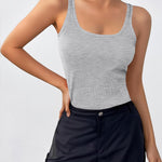 Nadorine 2 Packs Womens Ribbed Tank Tops Square Neck Tops