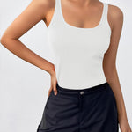 Nadorine 2 Packs Womens Ribbed Tank Tops Square Neck Tops
