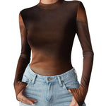 Fashion Slim Fit Mesh Long Sleeve Underwear T-shirt (US Only)