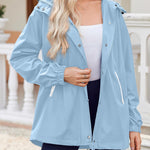 Nadorine Rain Jacket Women Lightweight Waterproof Hooded Zip Raincoat