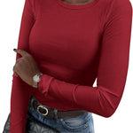 Nadorine Damen Langarm T-Shirt Basic Slim Fit Tops (DE Only)