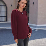 Nadorine Women's Knit Pullover Sweater Soft Puff Long Sleeve Shirt