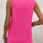 Nadorine Summer Tank Top for Women Pleated High Neck Tops