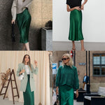 Nadorine Satin Skirt Long High-Waisted Skirt Elegant Silk Midi Skirt (DE Only)