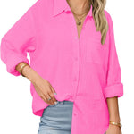 Nadorine Linen Button Down Shirts  Long Sleeve Cotton Gauze Tops