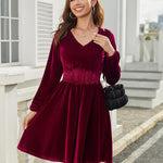 Nadorine Women's Elegant Velvet Dress Winter Dress (DE Only)
