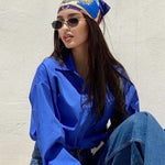 Nadorine Cotton Button Down Shirts Long Sleeve V Neck Tops