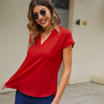 Nadorine Women's Blouses Elegant Chiffon T-Shirt (DE Only)