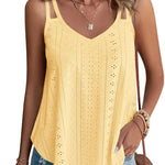 Nadorine Flowy Strap Eyelet Embroidery Sleeveless Casual Tank Top